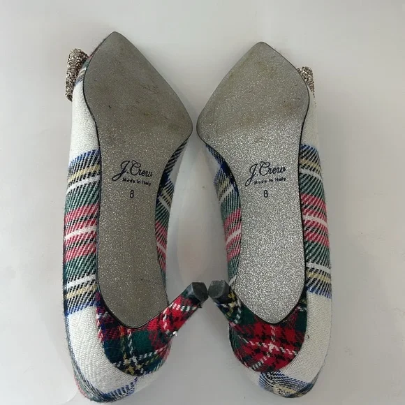 J.CREW | Colette pumps in Snowy Stewart Tartan with Glitter Bow | Size 8 - Picture 5 of 5